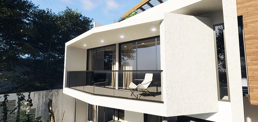 Casa de campo en Lurin, balcón y segundo nivel